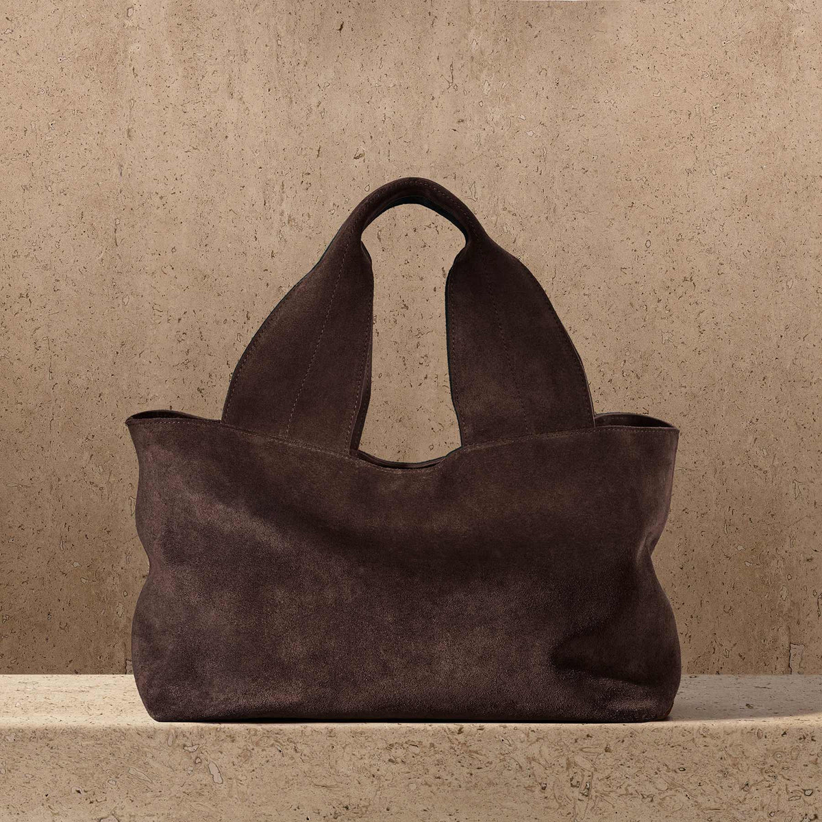 Suede Tote In Cafe | James Perse Los Angeles