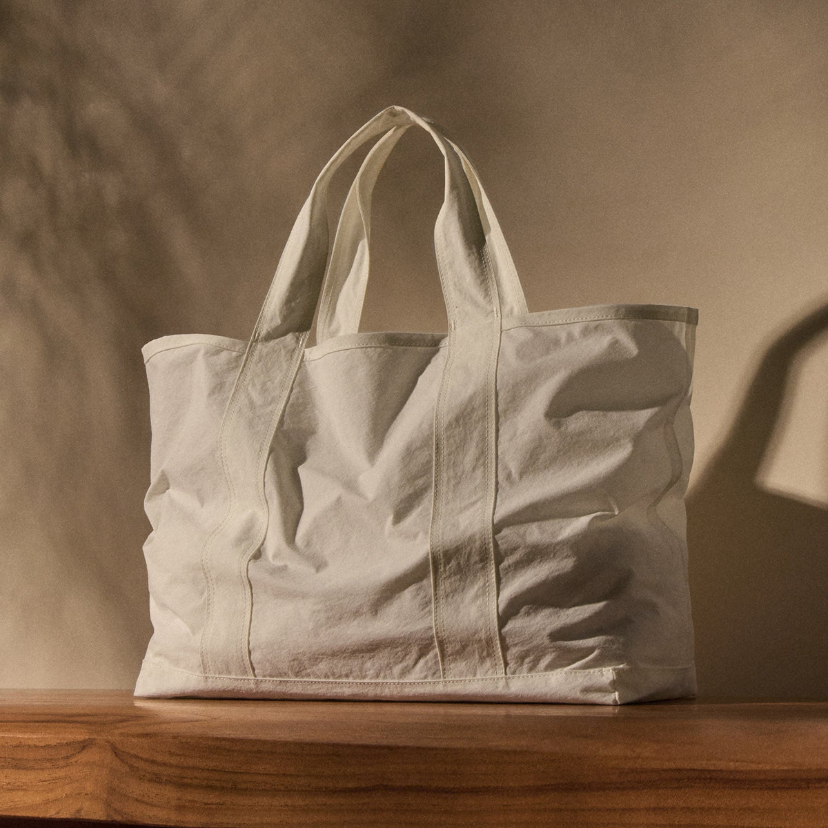 Small Matte Nylon Tote In White | James Perse Los Angeles
