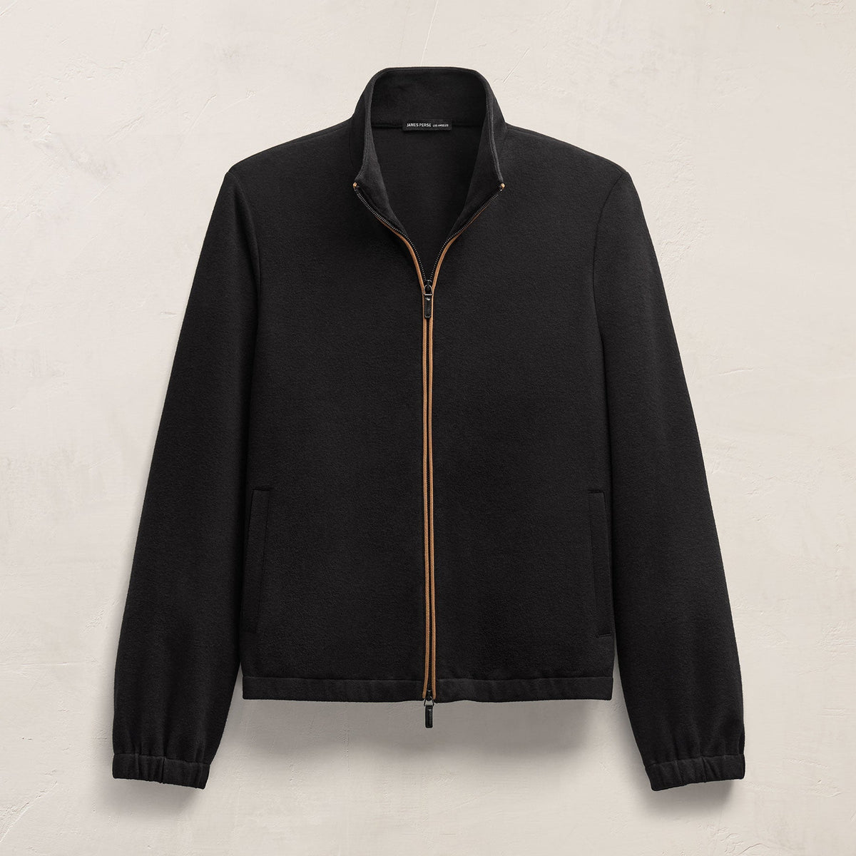 Brushed Piped Track Jacket - Black/Whiske | James Perse