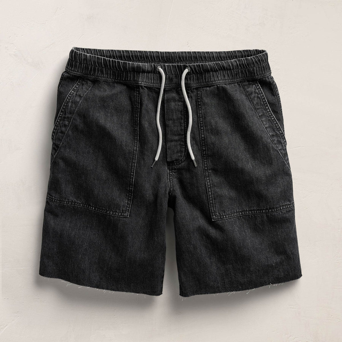 Linen Denim Drawstring Short In Black Wash | James Perse Los Angeles