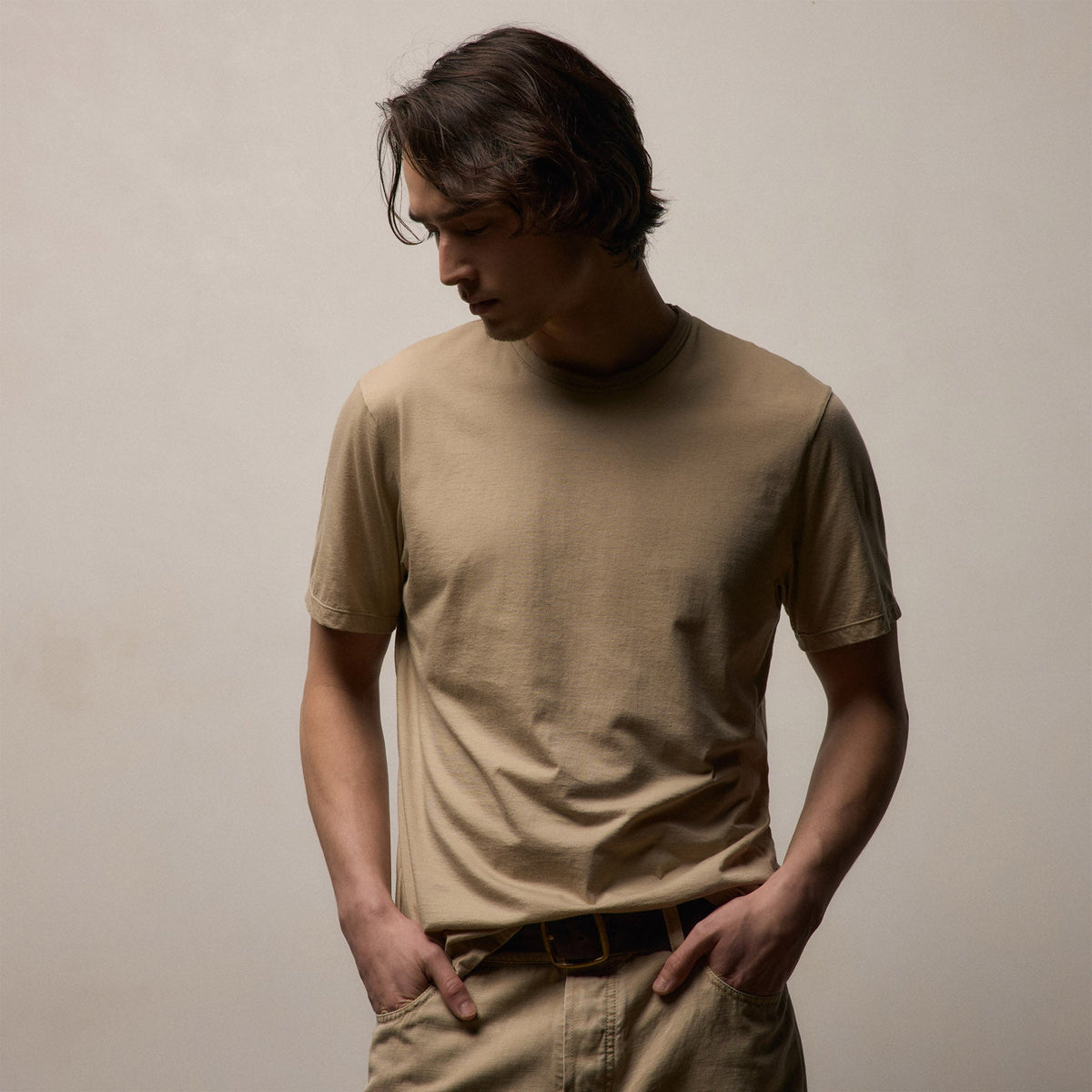 Luxe Lotus Jersey Tee In Light Khaki | James Perse Los Angeles