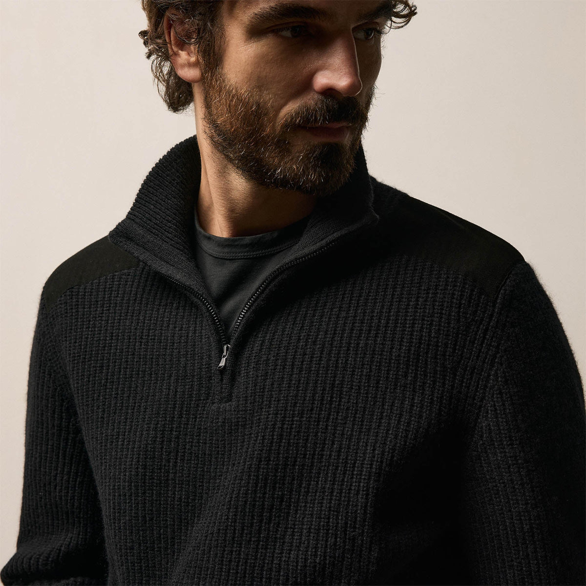 JAMES PERSE YOSEMITE 32 黒 未使用 Italian Spun Cashmere Half Zip In Black | James Perse Los Angeles