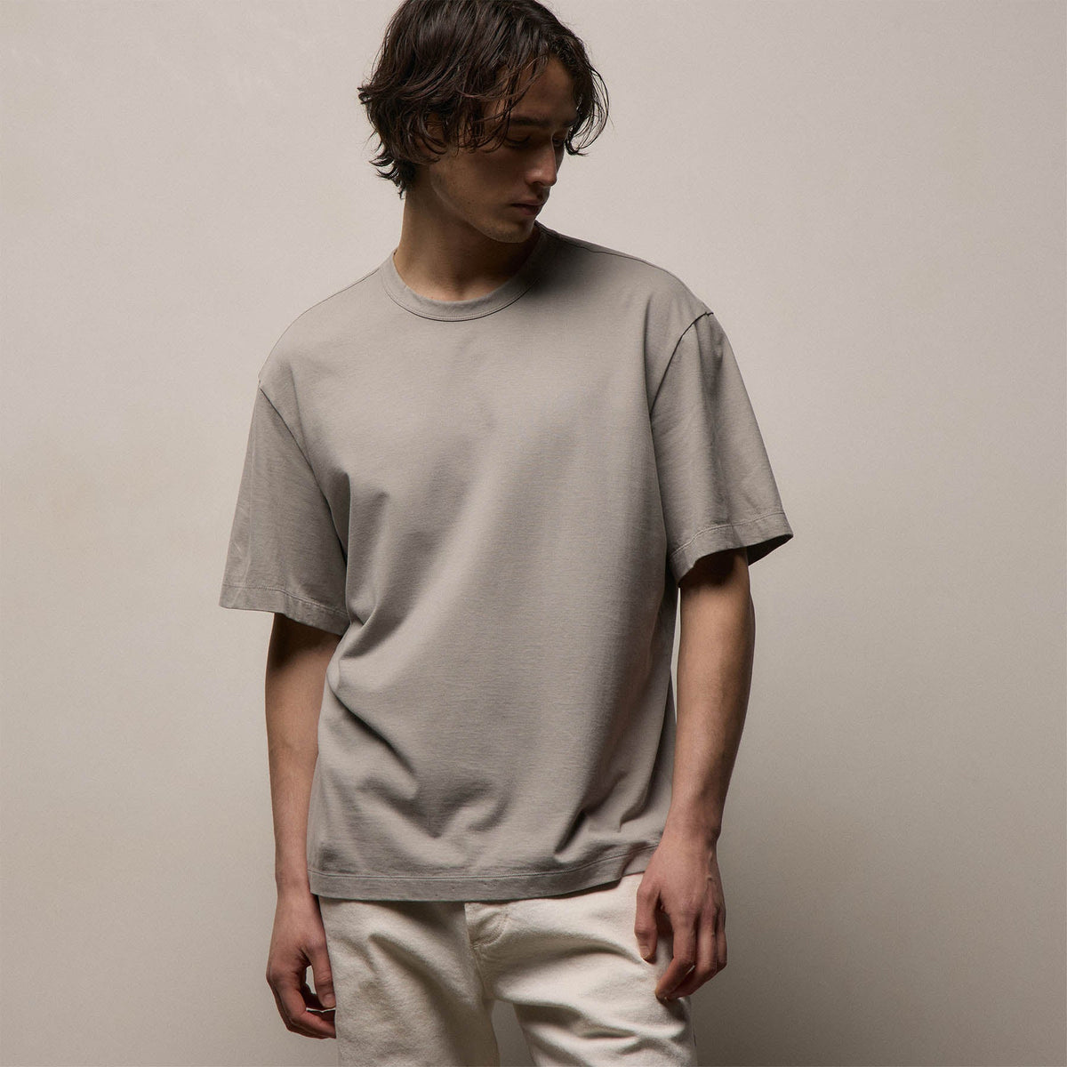 Heavy Luxe Jersey Oversized Crew In Fog | James Perse Los Angeles