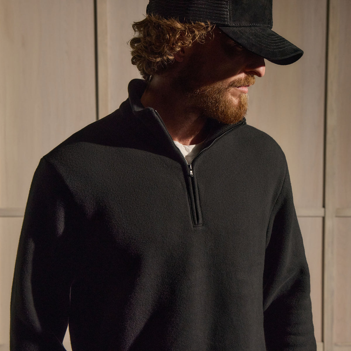 Cozy Half Zip In Black | James Perse Los Angeles