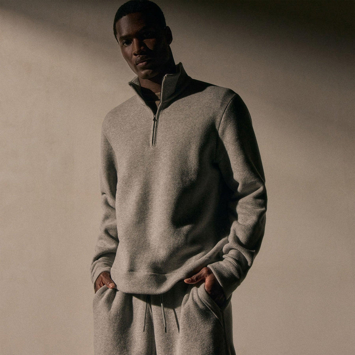 Cozy Half Zip In Heather Grey | James Perse Los Angeles