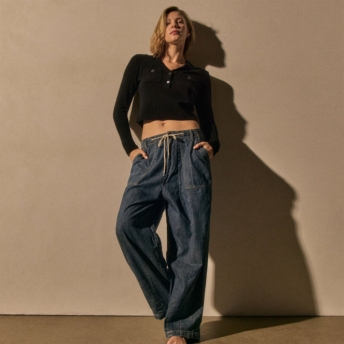 Denim Utility Pant In Medium Wash | James Perse Los Angeles