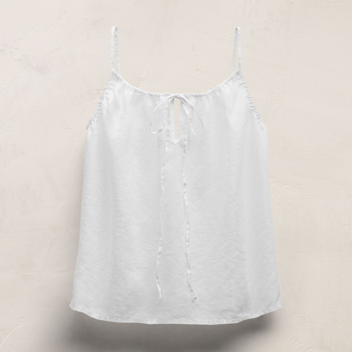 Linen Strappy Tie Cami in White | James Perse Los Angeles