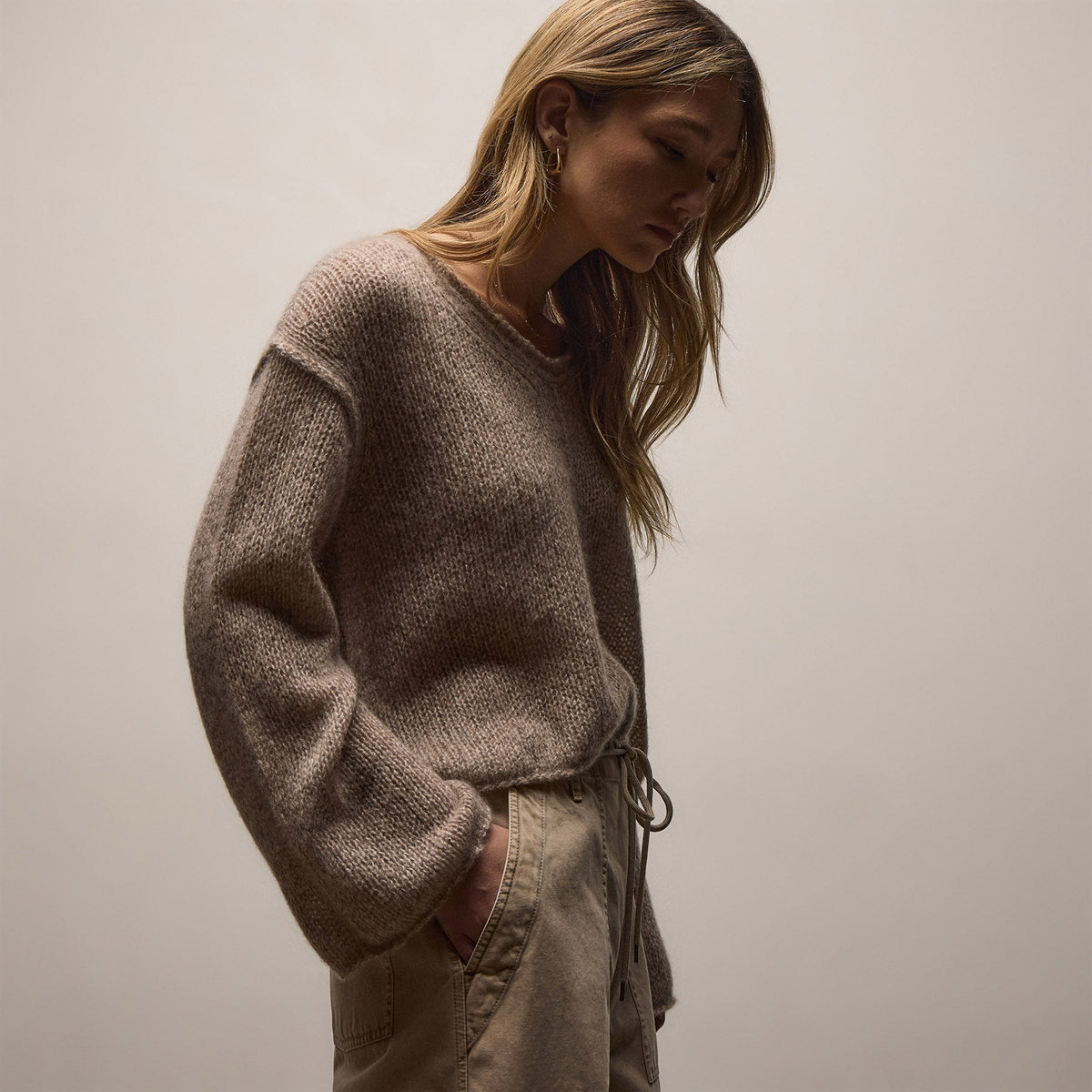 Marled Cashmere Silk V Neck Sweater | James Perse Los Angeles