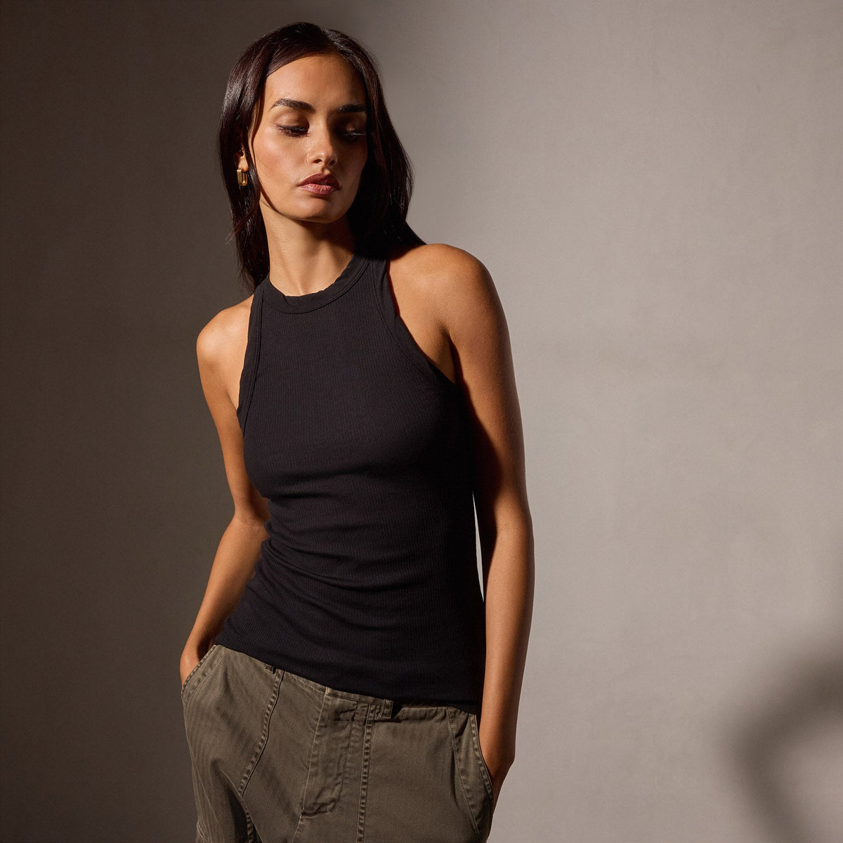 L'Appartement DEUXIEME CLASSE - JAMES PERSE Tank Top ♦︎ ネイビー Sunset Tank in Black | James Perse Los Angeles