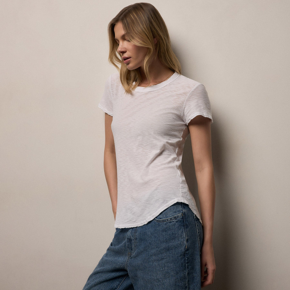 Sheer Slub Crew Neck Tee - White | James Perse