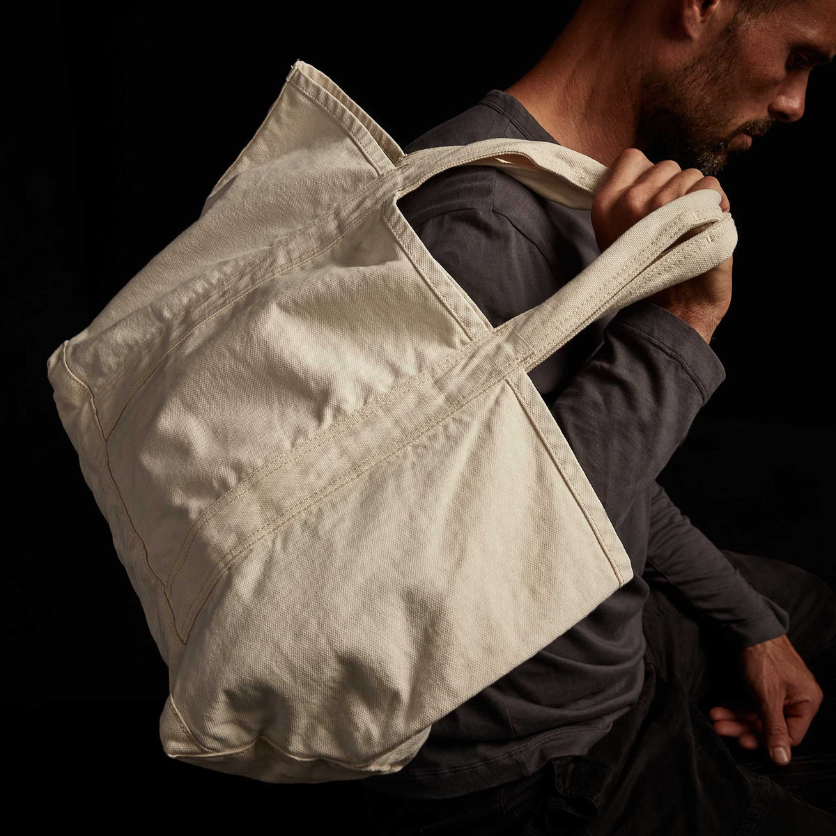 Small Canvas Tote in White | James Perse Los Angeles