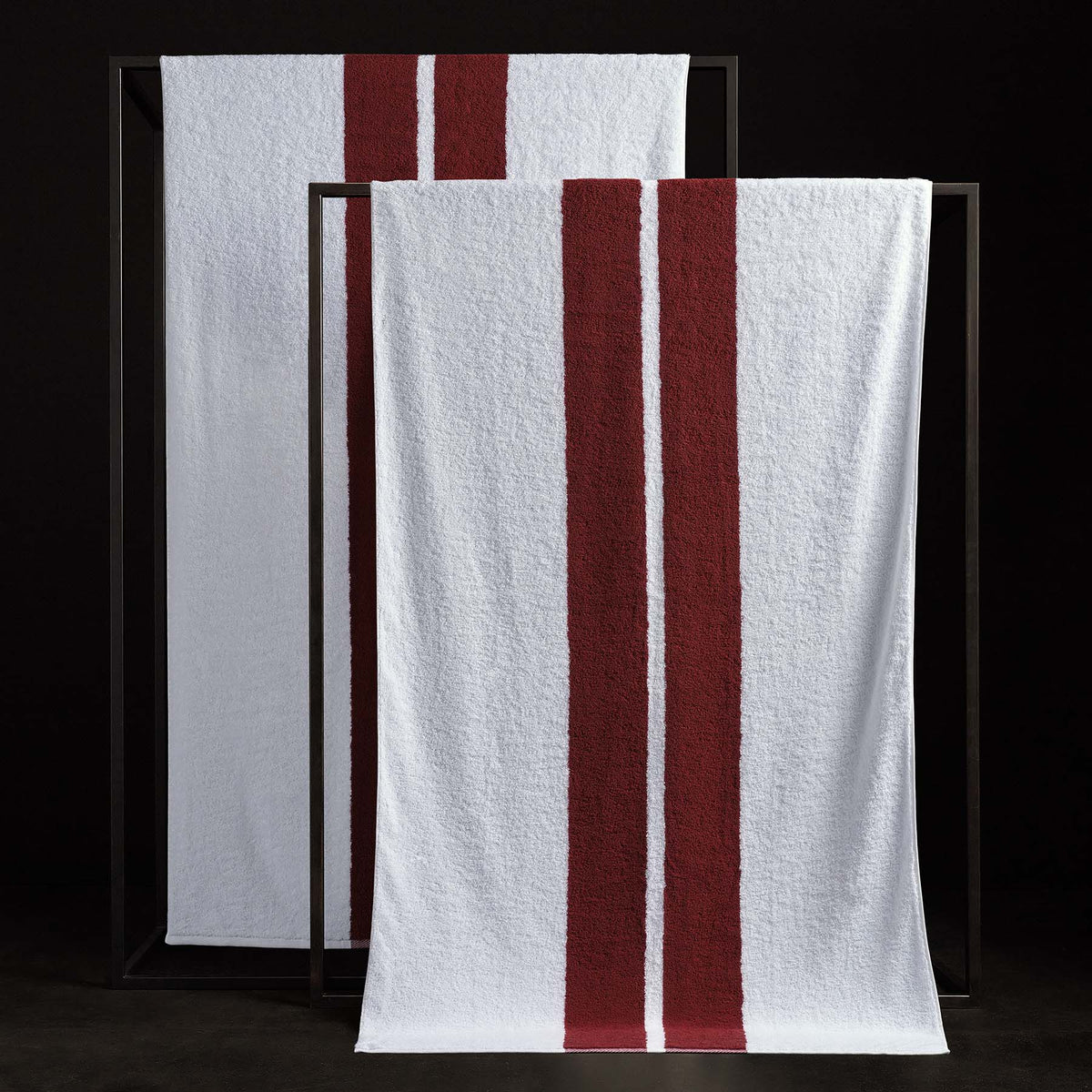 Double Stripe Beach Towel in White/Sunstone | James Perse Los Angeles