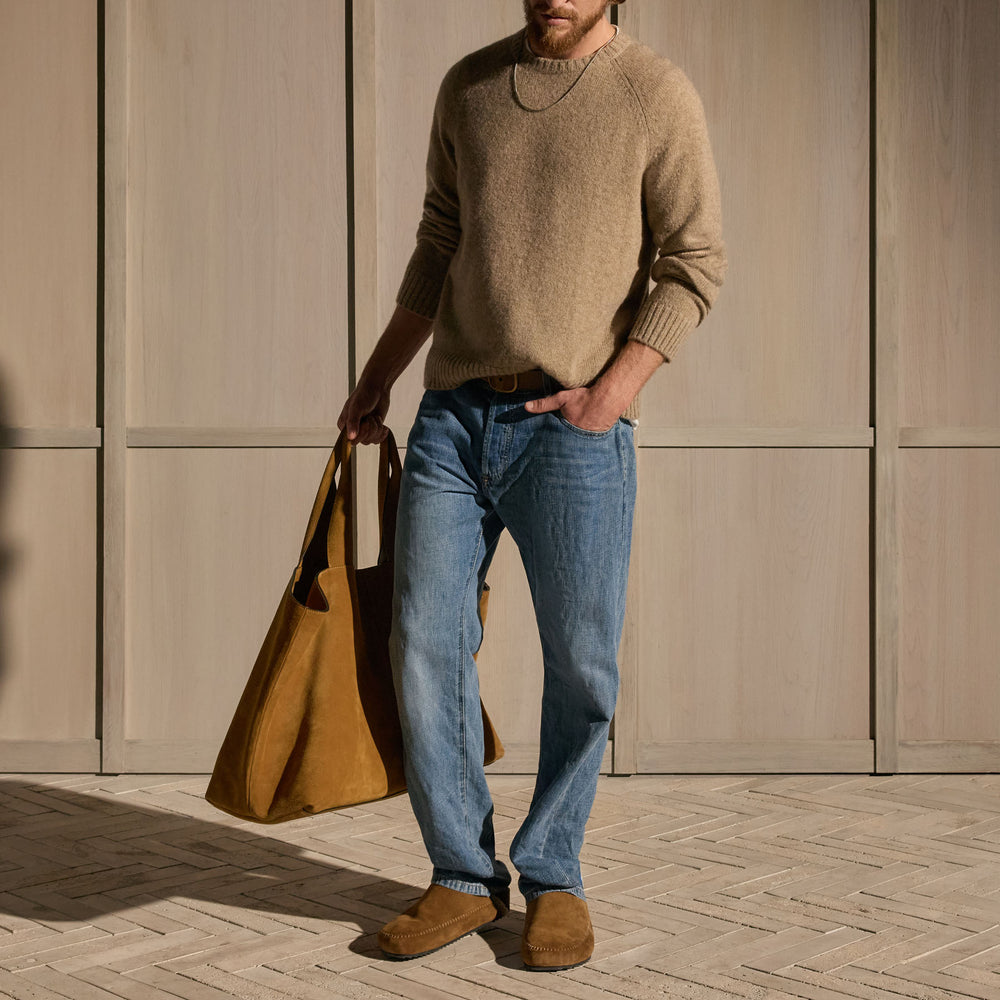 Lightweight Textured Cashmere Crew - Coyote | MLTC3705_COY_1506_2nd.jpg