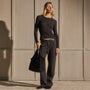 Cotton Gauze Ribbed Long Sleeve Crew - Black | WCGR3245_BLK_3782.jpg