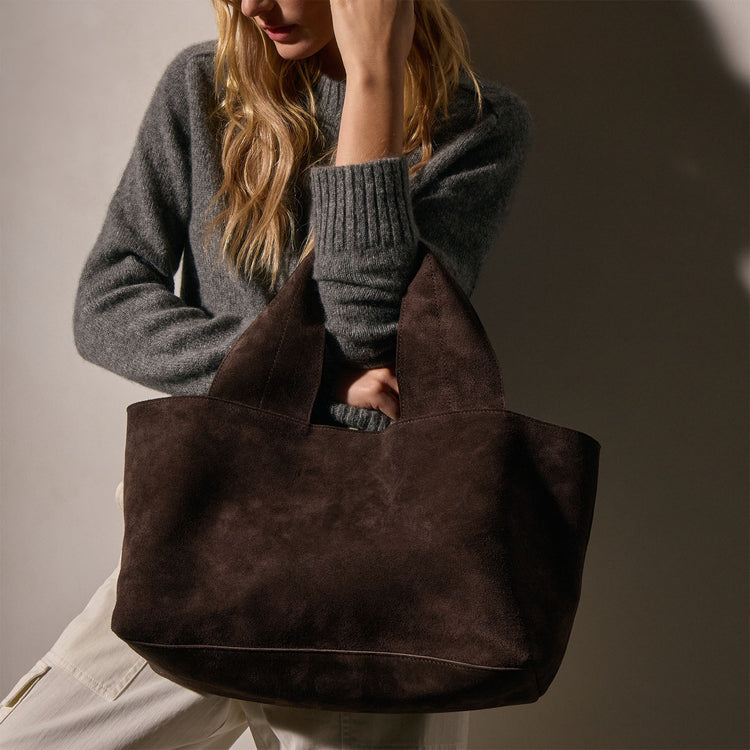 Suede Tote Bag - Cafe | James Perse Los Angeles