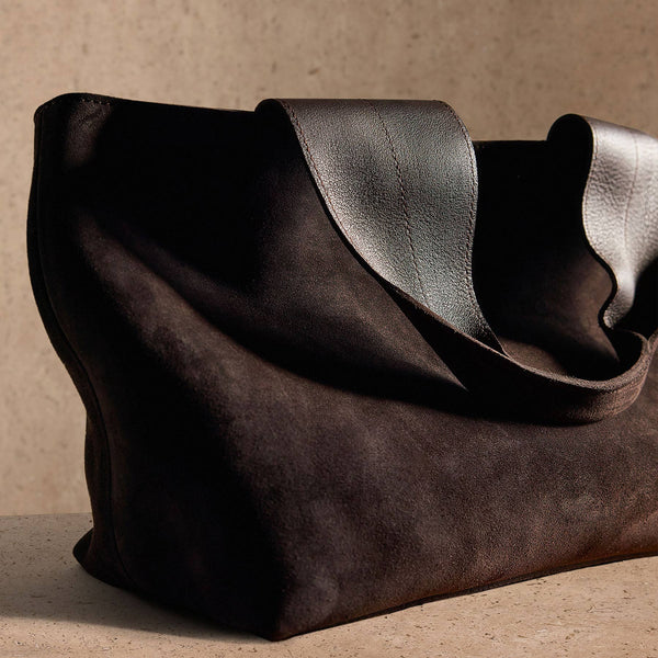 Suede Tote Bag in Cafe | James Perse Los Angeles