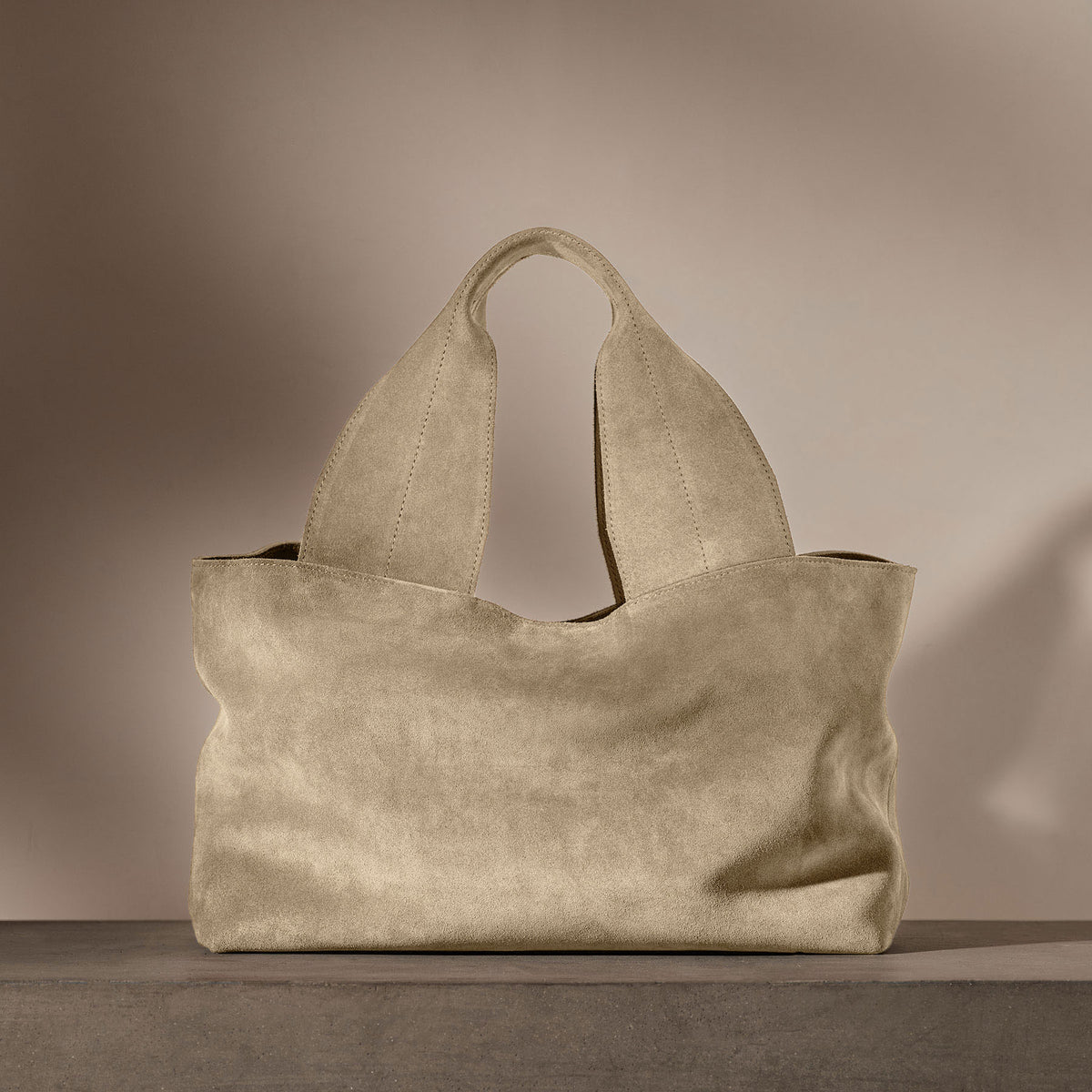 Suede Tote Bag in Sand | James Perse Los Angeles