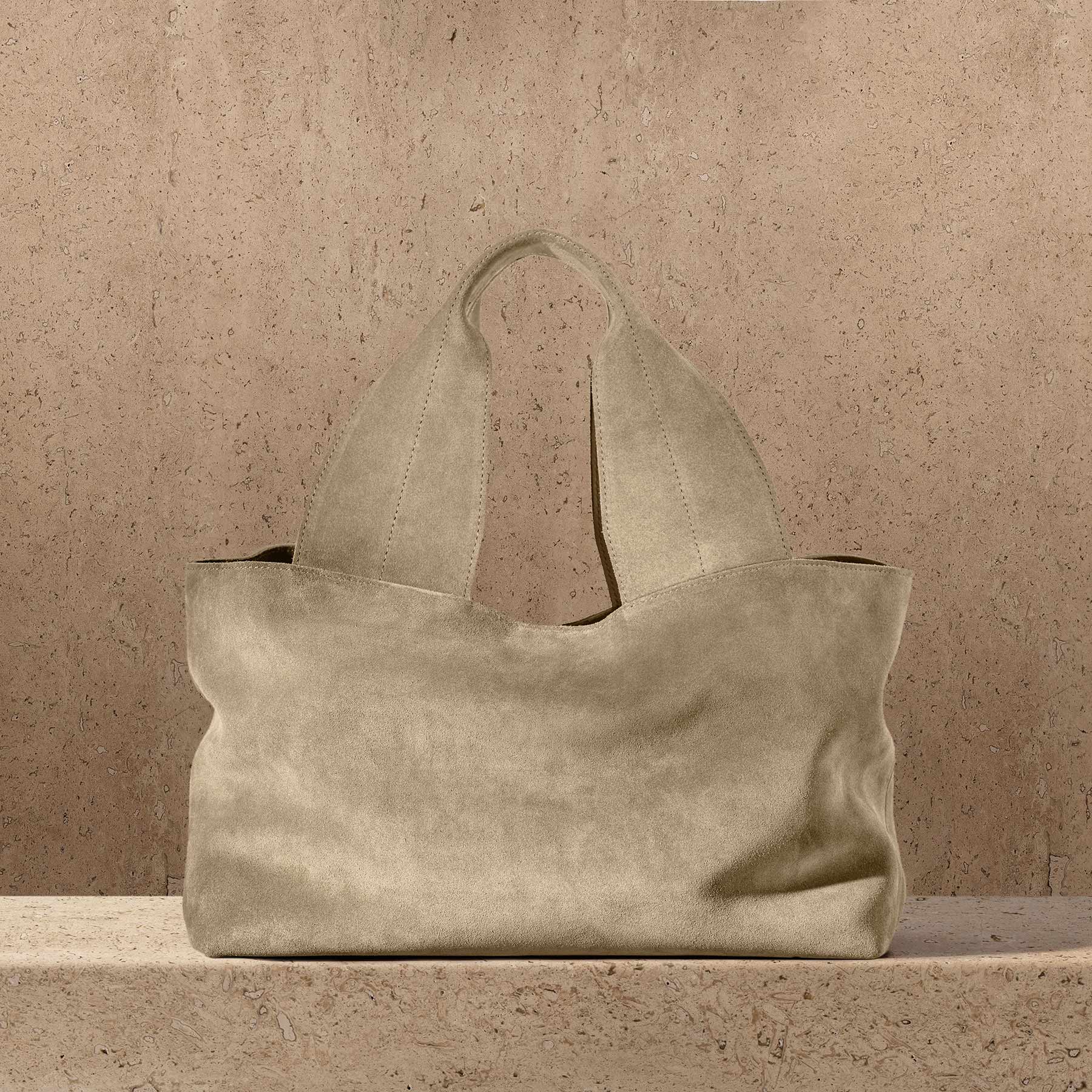 Suede Tote Bag in Sand | James Perse Los Angeles
