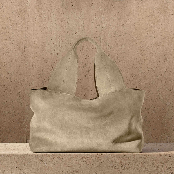 Suede Tote Bag in Sand | James Perse Los Angeles