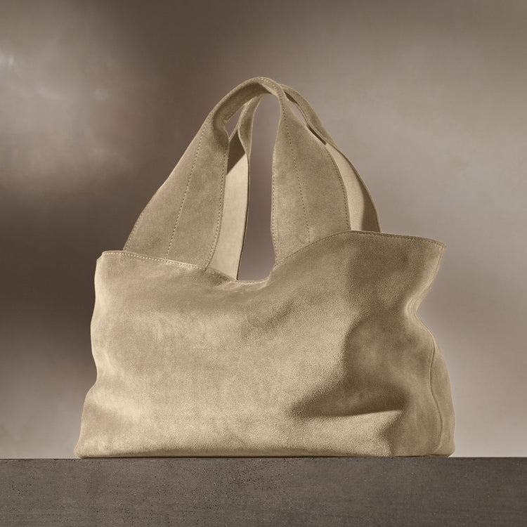 Suede Tote Bag in Sand | James Perse Los Angeles