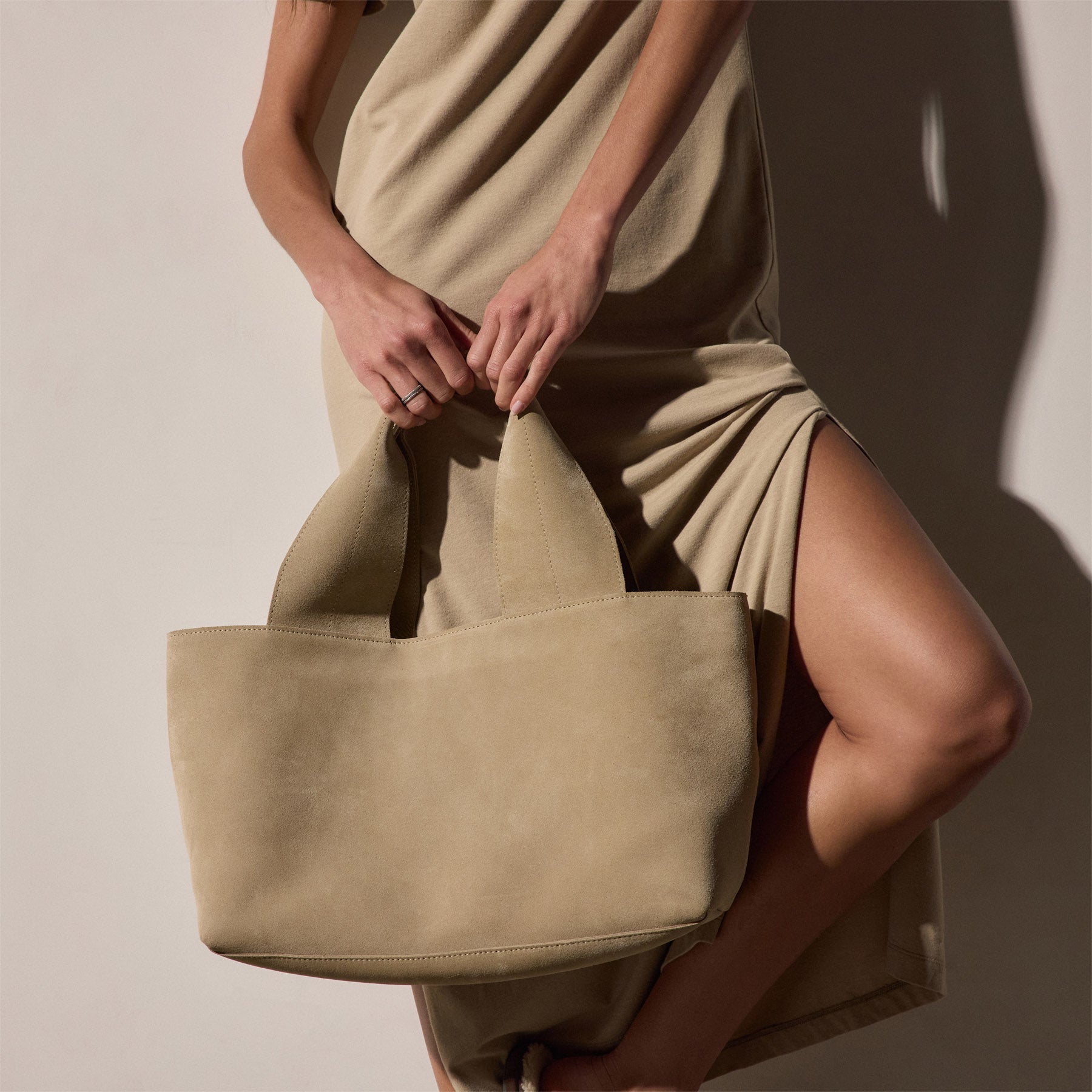 Suede Tote - Sand | James Perse Los Angeles