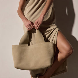 Suede Tote Bag in Sand | James Perse Los Angeles