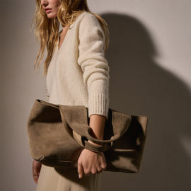 Suede Tote Bag in String | James Perse Los Angeles