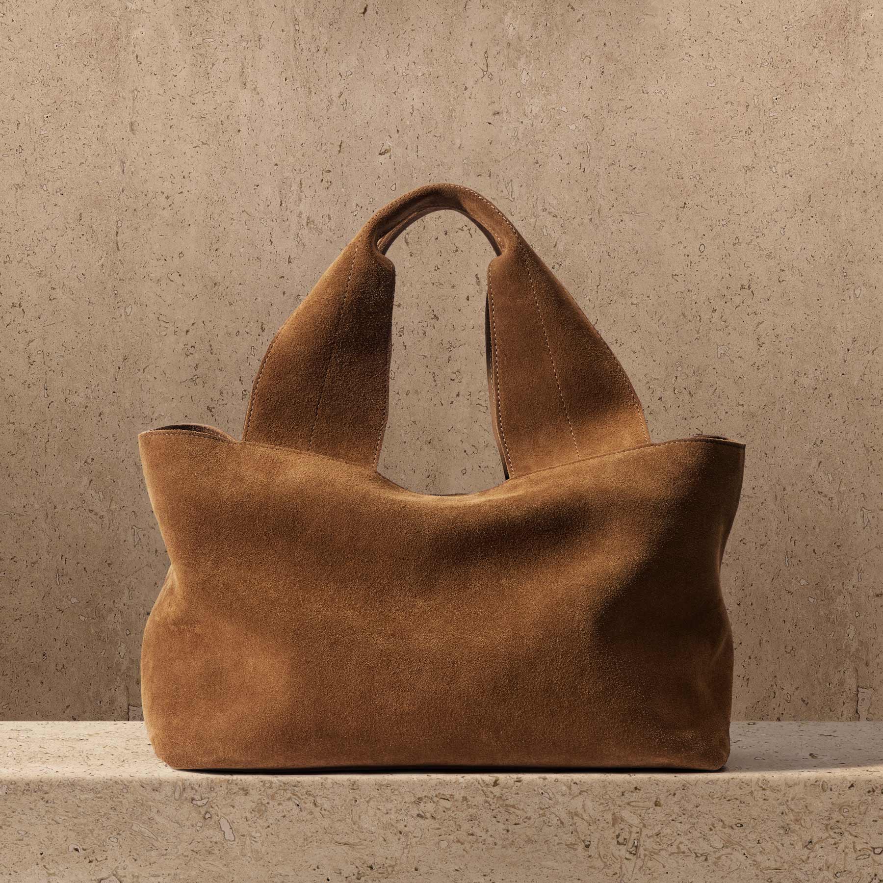 Suede Tote Bag In Tabacco | James Perse Los Angeles