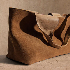 Suede Tote Bag In Tabacco | James Perse Los Angeles