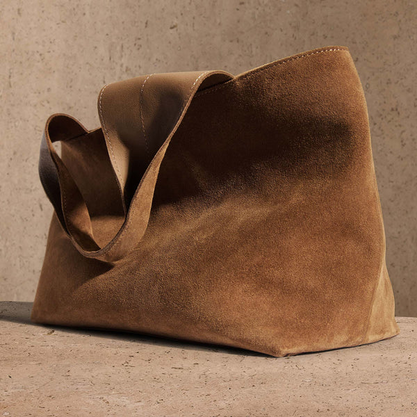 Suede Tote Bag In Tabacco | James Perse Los Angeles