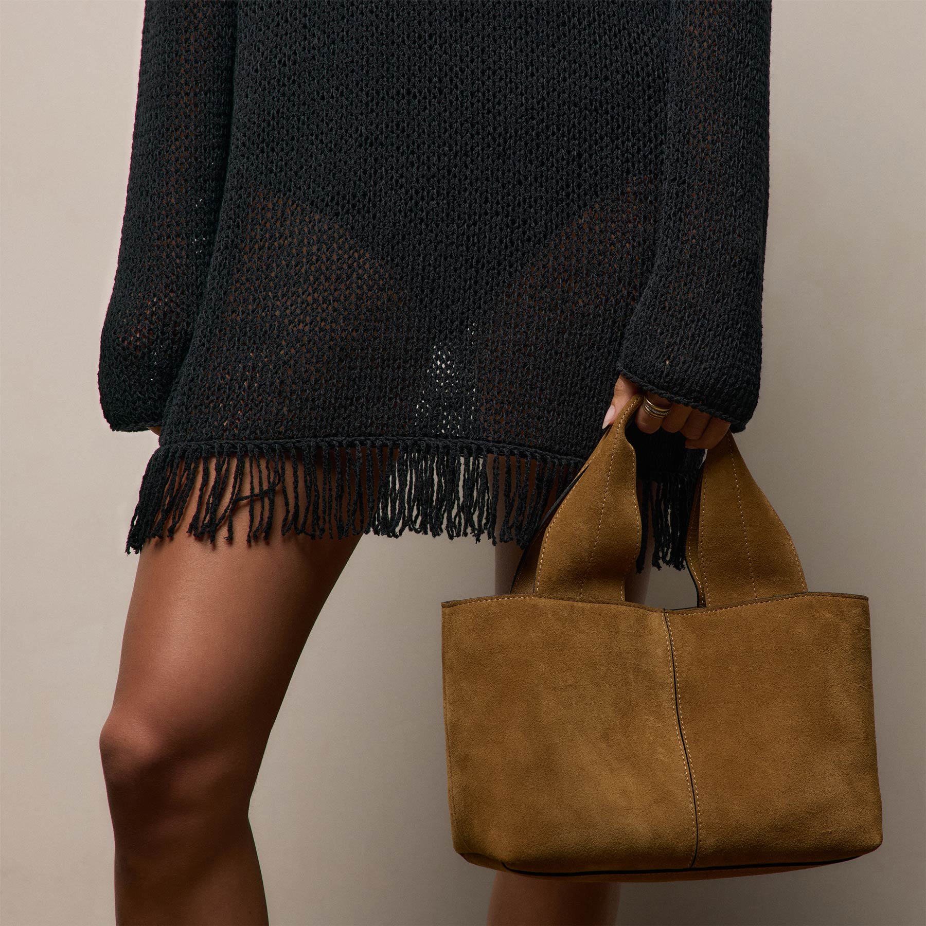 Suede Mini Tote in Palamino | James Perse Los Angeles