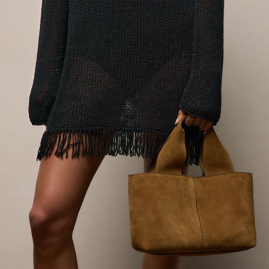 Suede Mini Tote in Palamino | James Perse Los Angeles