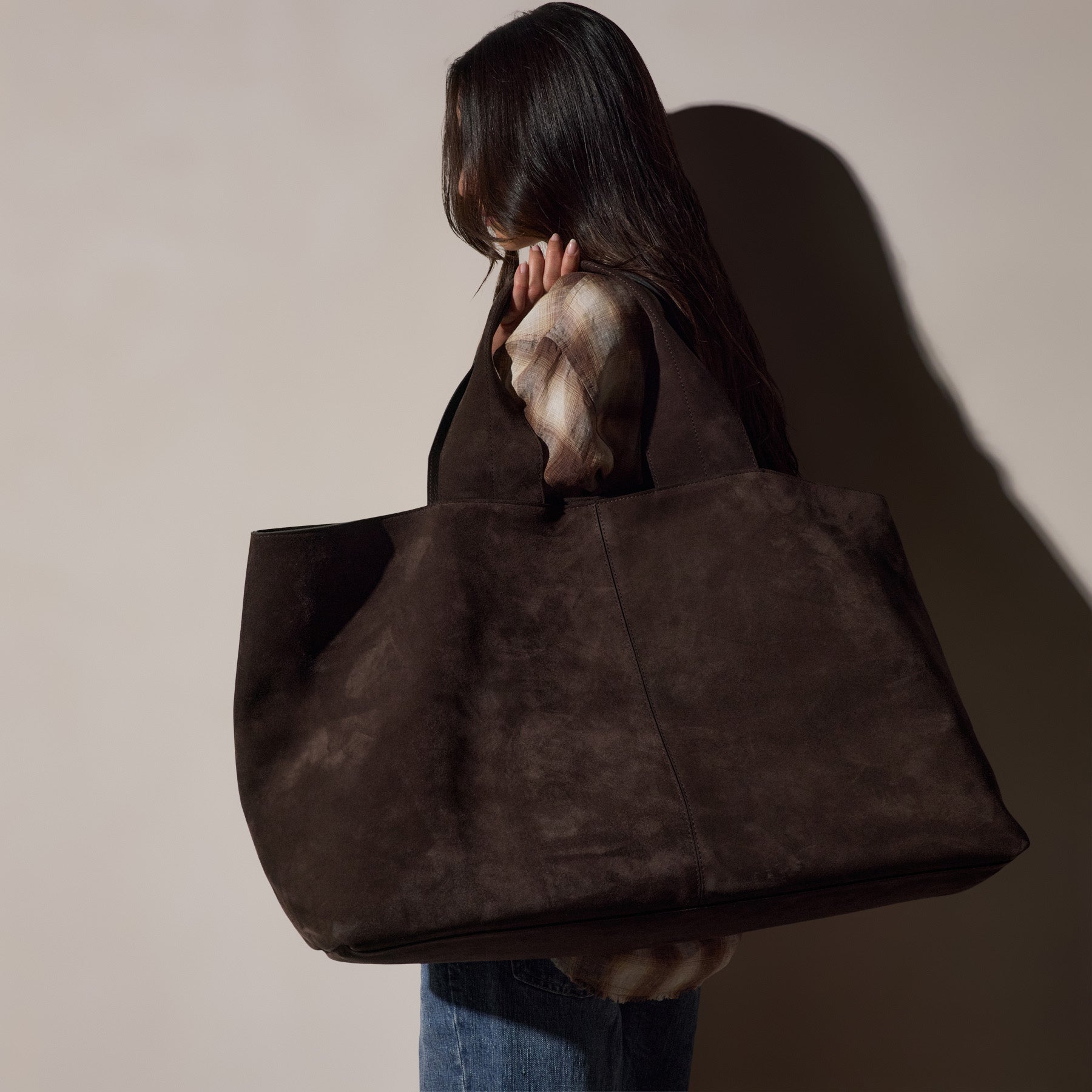 Suede Large Tote in Cafe | James Perse Los Angeles / Womens