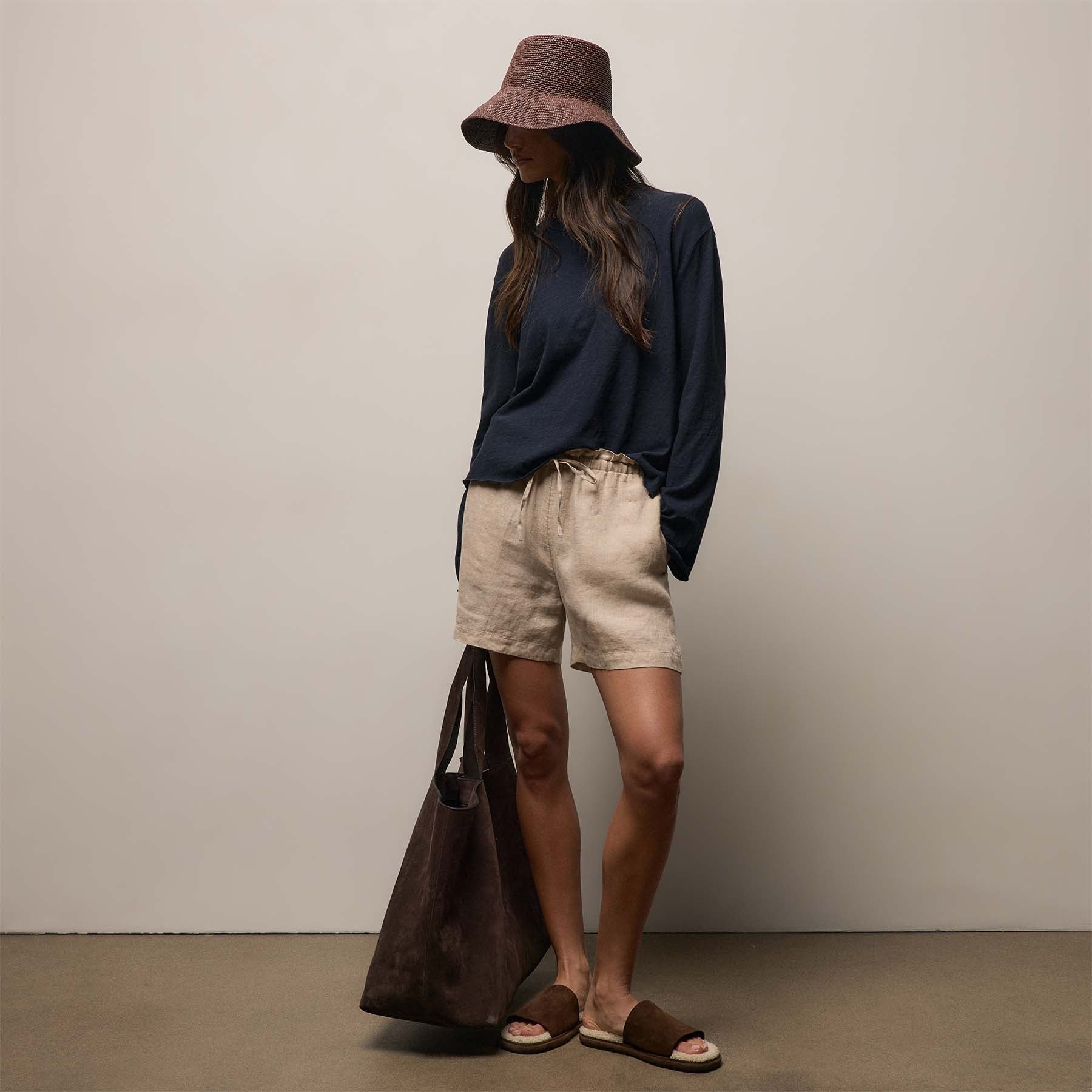 Suede Large Tote in Cafe | James Perse Los Angeles / Womens