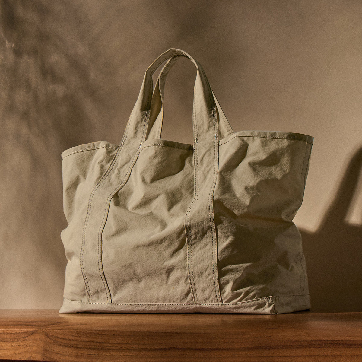 Small Matte Nylon Tote in New Sand | James Perse Los Angeles
