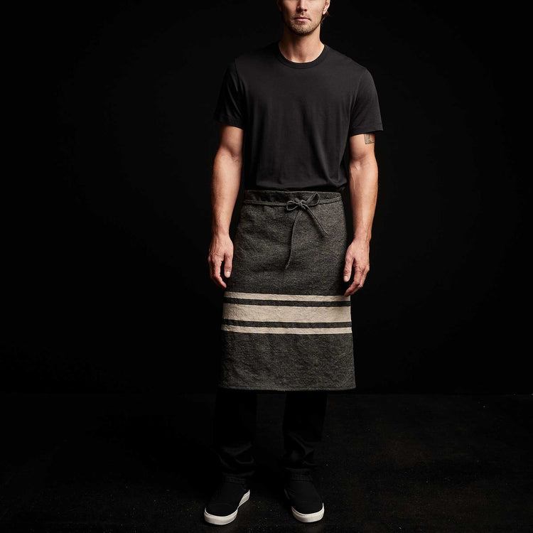 Three Stripe Half Apron in Black/ Natural | James Perse Los Angeles