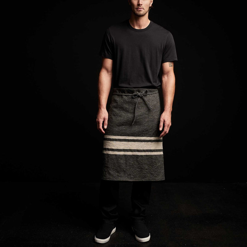 Three Stripe Half Apron in Black/ Natural | James Perse Los Angeles