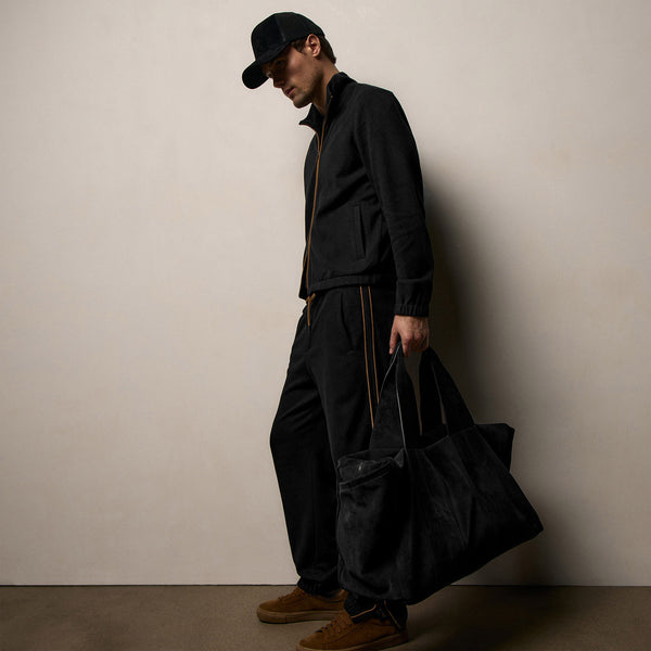 Suede Montecito Weekend Bag In Black | James Perse Los Angeles / Mens
