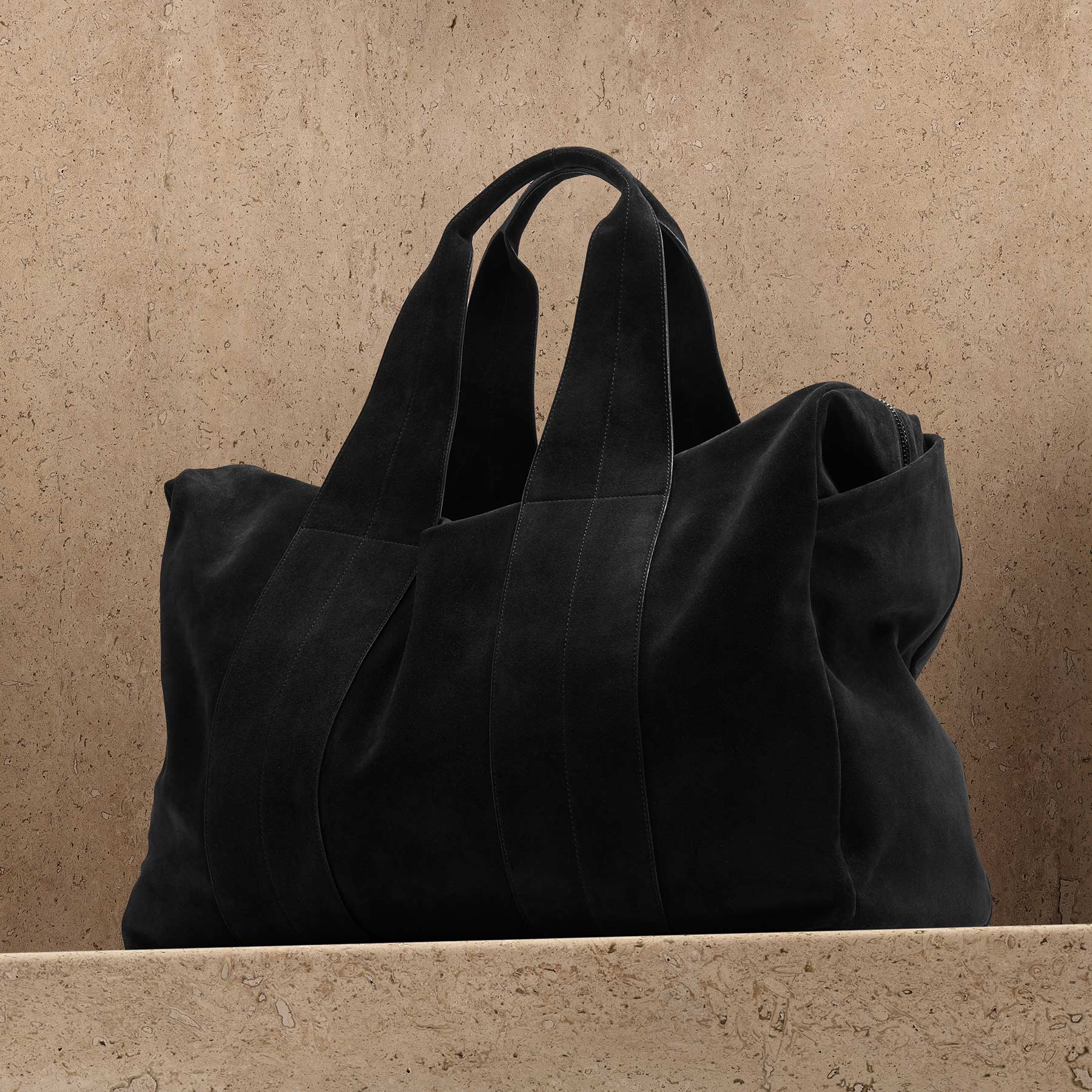 Suede Montecito Weekend Bag In Black | James Perse Los Angeles