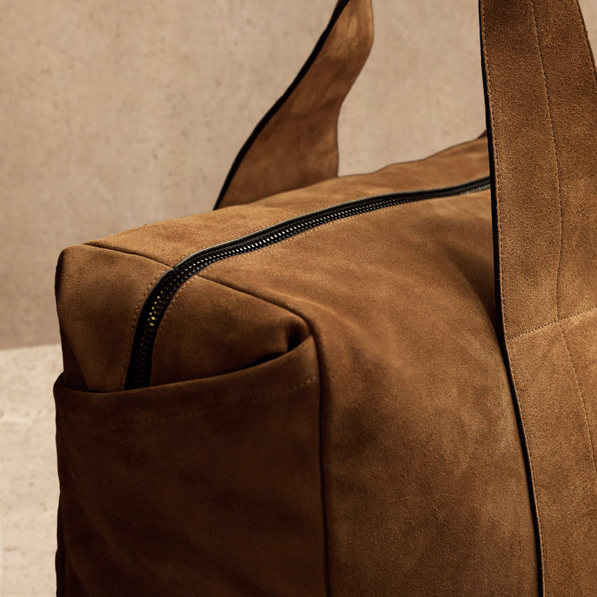 Suede Montecito Weekend Bag in Tabacco | James Perse Los Angeles