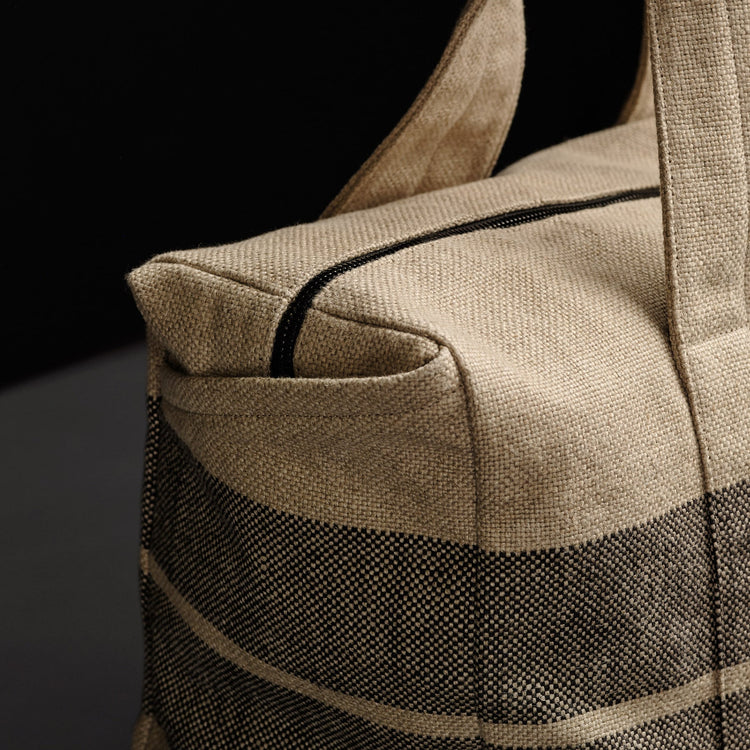 Montecito Striped Linen Weekend Bag in Beige/Black | James Perse Los Angeles