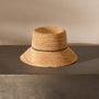 Crochet Bucket Hat with Black Stripe in Natural/Black Stripe | James Perse Los Angeles