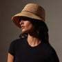 Crochet Bucket Hat with Black Stripe in Natural/Black Stripe | James Perse Los Angeles
