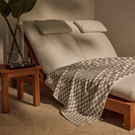 Checkered Beach Towel in White/Steel Grey
