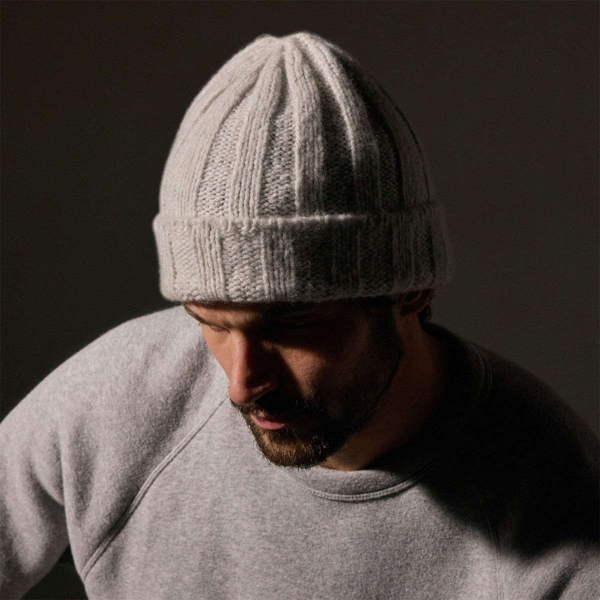 Textured Cashmere Beanie in Mist | James Perse Los Angeles