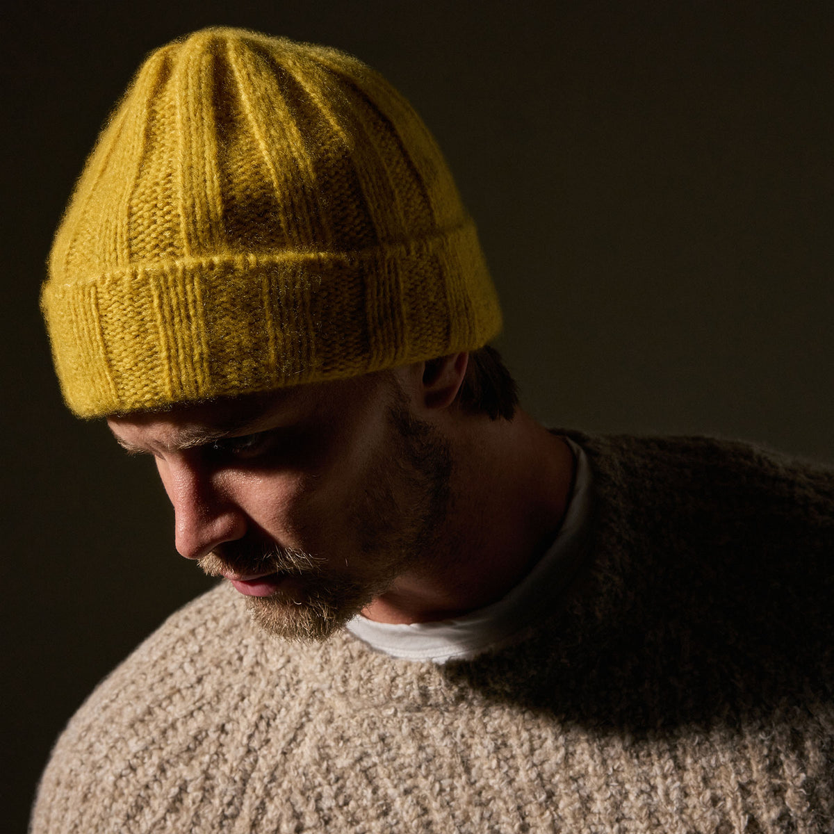 Textured Cashmere Beanie  in Straw | James Perse Los Angeles
