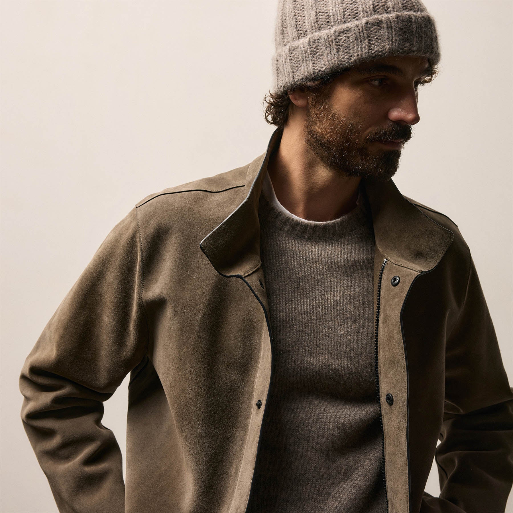 Lightweight Textured Cashmere Beanie - Beige Melange | James Perse