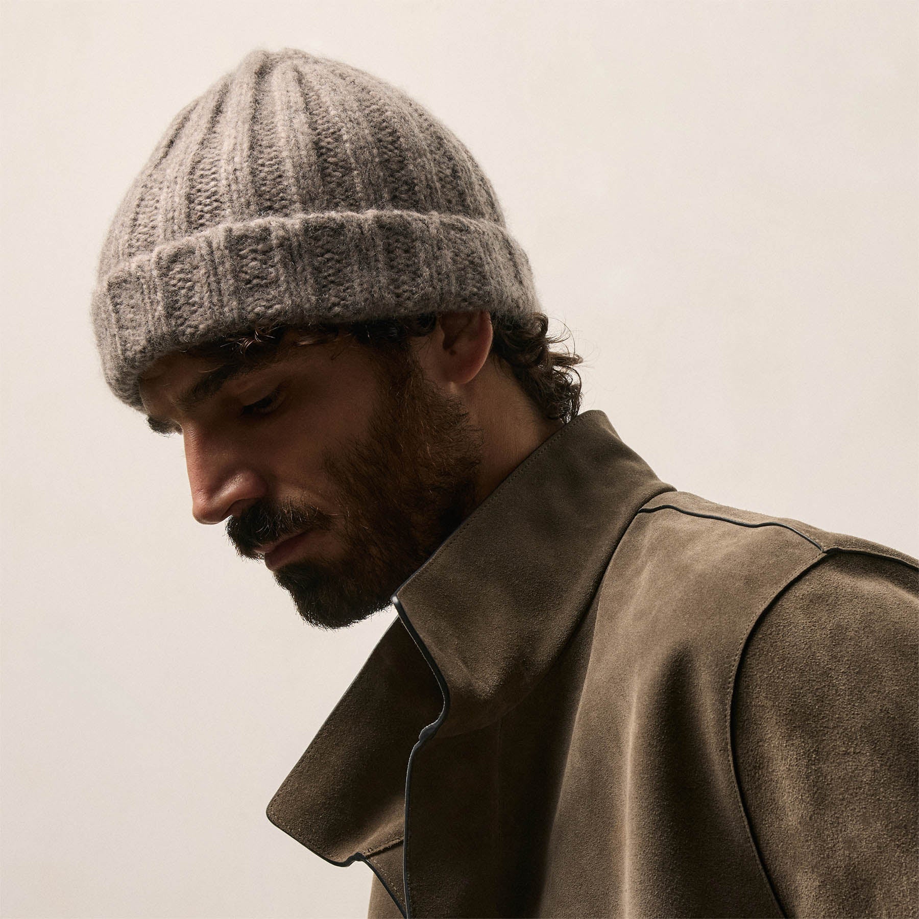 Lightweight Textured Cashmere Beanie - Beige Melange | James Perse