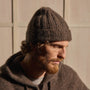 Lightweight Textured Cashmere Beanie in Bark | James Perse Los Angeles / Mens