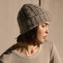 Lightweight Textured Cashmere Cable Knit Beanie in Beige Melange | James Perse Los Angeles / Womens